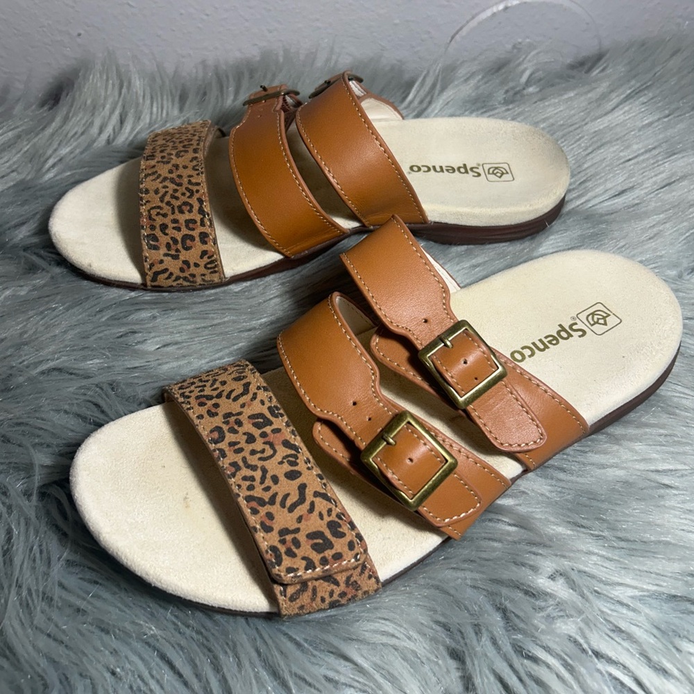 Spenco Footwear Orchid Sandal Saddle Cheetah Sandal Size - Picture 2 of 10